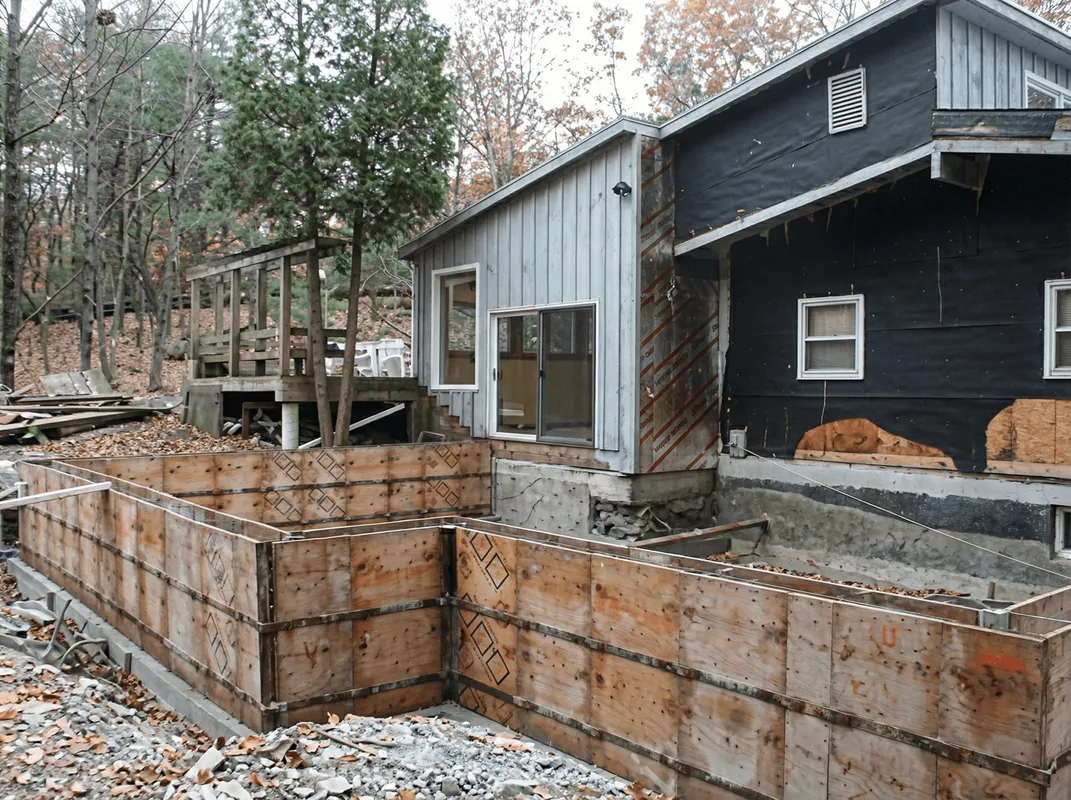 Prepared site with foundation forms for home remodeling and addition project in Gilbert, AZ